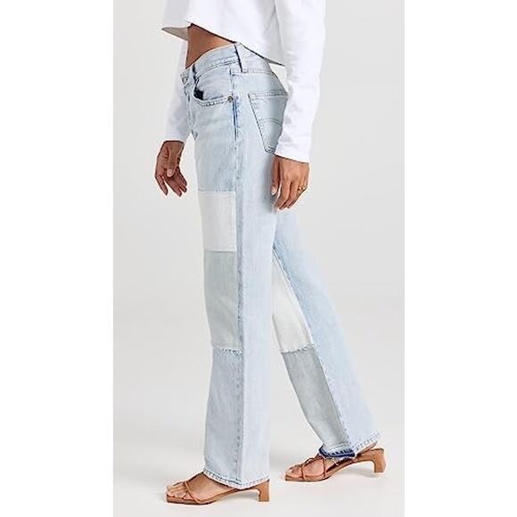 Levi’s 90s Freehand Folk Jeans Serious Sizzle Size 24 Light Wash Denim Patchwork - Picture 7 of 11